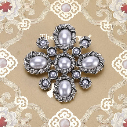 Brosche Kreuz Perle Strass Barock Vintage Luxus Hochzeit Party Damen