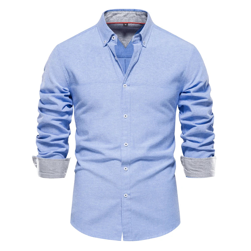 Herren Oxford Hemd aus Baumwolle mit langen Ärmeln für Casual-Look