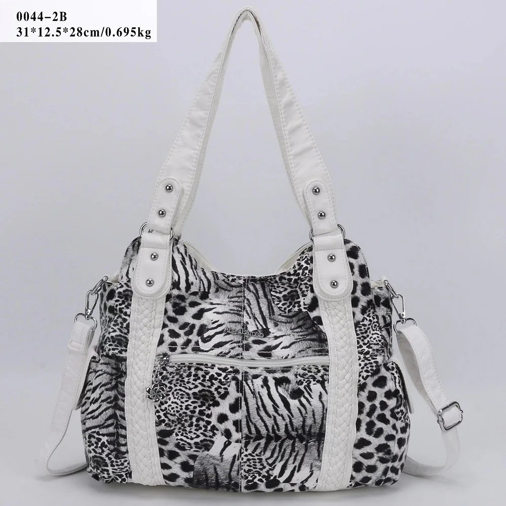 Damen-Schultertasche Aus PU-Leder Mit Reißverschluss Und Innenfächern Großes Stauraumvolumen