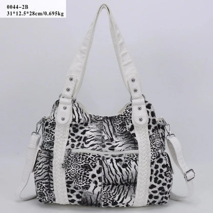 Damen-Schultertasche Aus PU-Leder Mit Reißverschluss Und Innenfächern Großes Stauraumvolumen