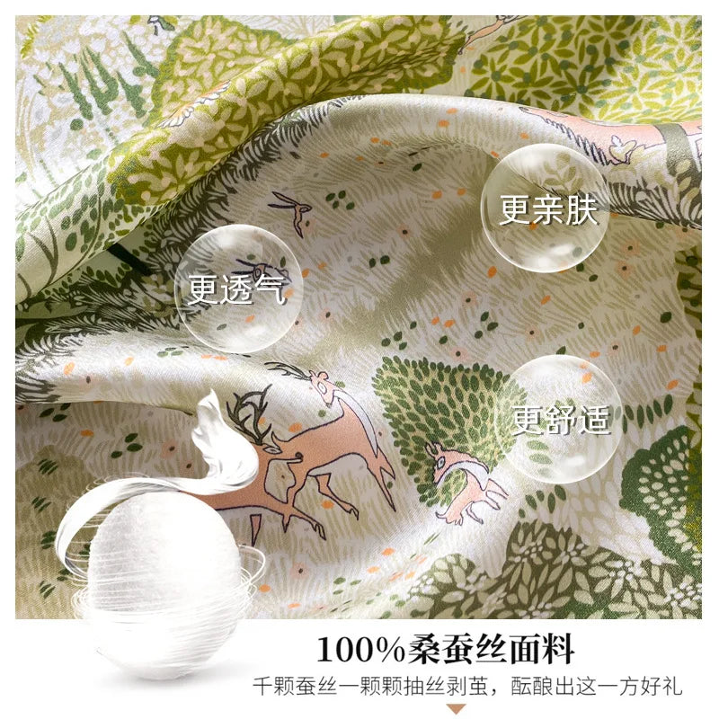 Damen Seidensatin Schal Tasche Kopf Bandana Halstuch bedruckt G