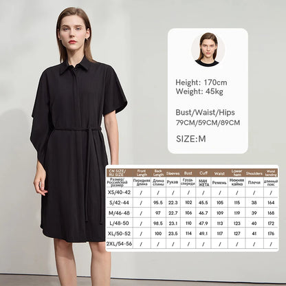 Damenkleid Asymmetrisch Mit Gürtel Elegant Für Berufsdamen
