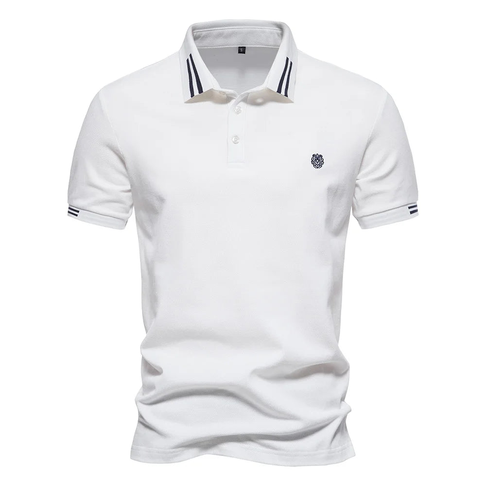 Herren Poloshirt aus Baumwolle in einfarbig mit klassischem Design für Freizeit und Business