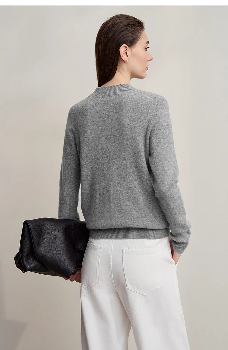 Damen-Rollkragenpullover Wolle-Kaschmir locker Herbst