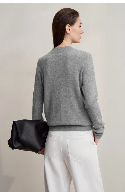 Damen-Rollkragenpullover Wolle-Kaschmir locker Herbst