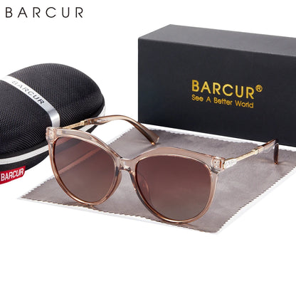 Damen-Sonnenbrille Cat Eye oval Farbverlauf Spiegel polarisiert