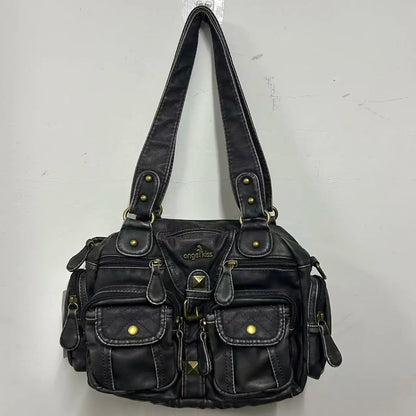 Damen-Umhängetasche Vintage-Stil mit Mehrfachfächern für Alltag und Freizeit Schultertasche
