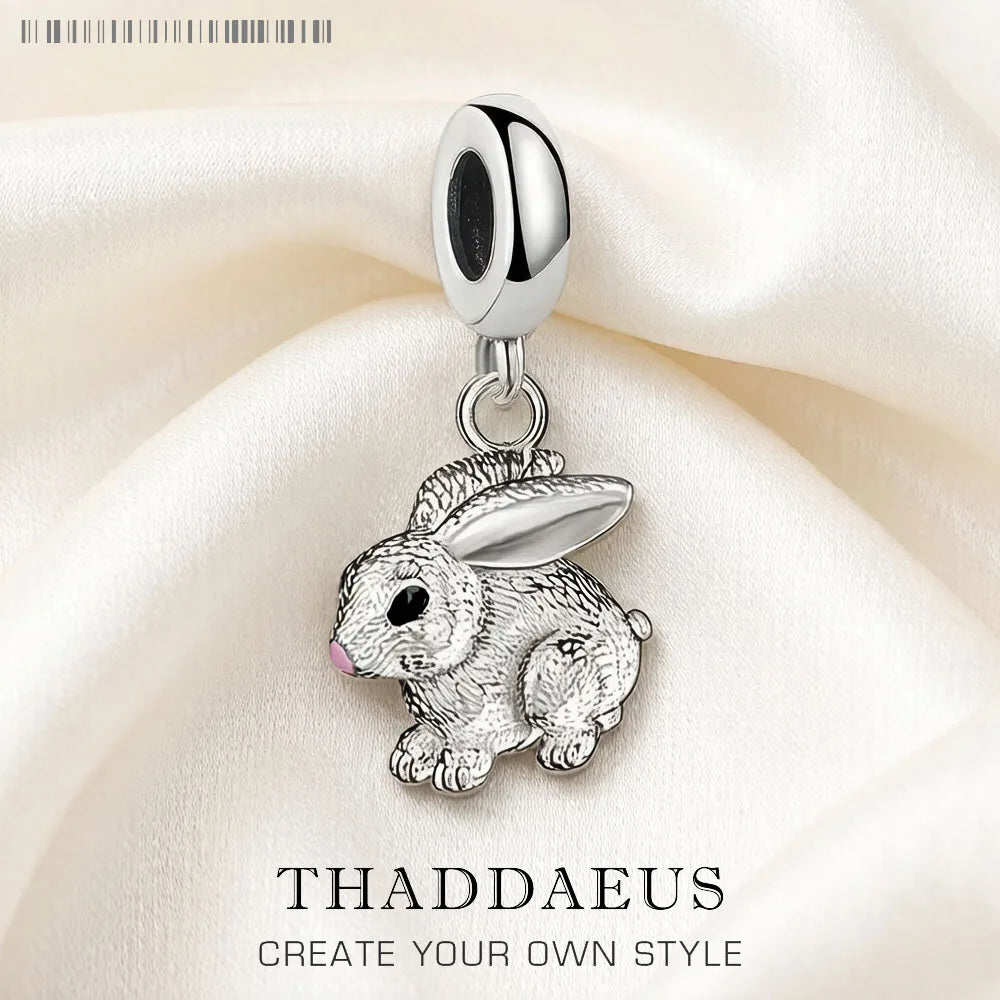 Damen-Charm-Anhänger Kaninchen süß authentisch DIY aus Sterlingsilber