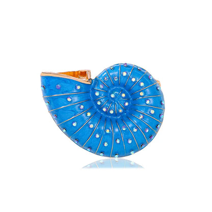 Brosche Muschel Emaille Strass Meeresmotiv Ozean Anstecknadel Damen