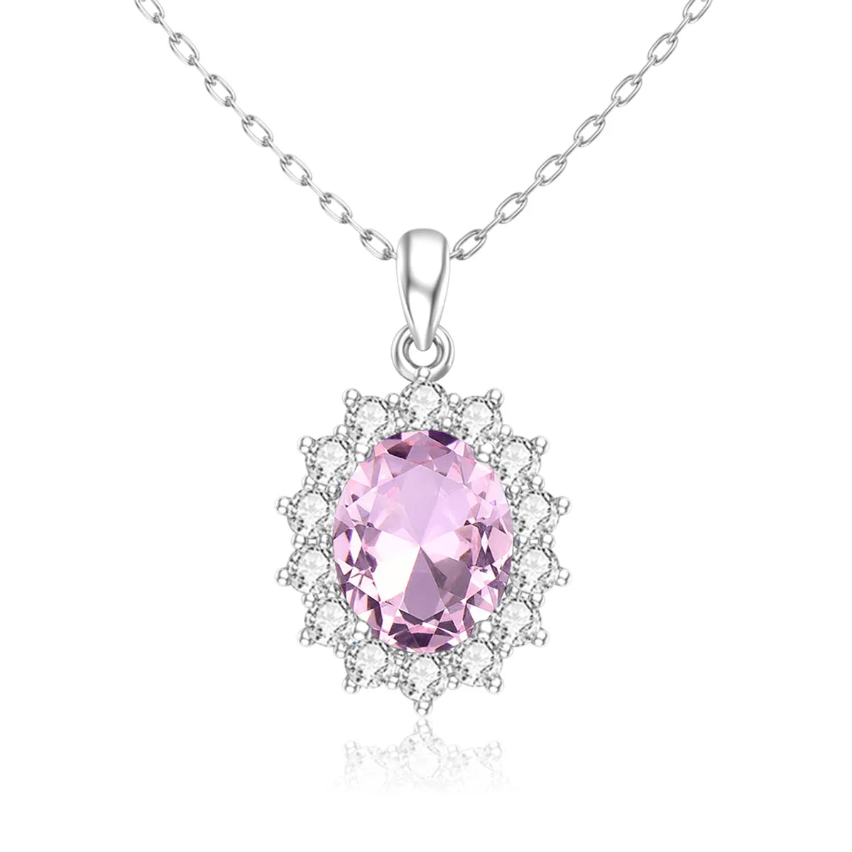 Damen-Halskette aus Sterlingsilber 925 mit ovalem Aquamarin-Anhänger, 5 Karat, Luxuriöses Valentinstagsgeschenk
