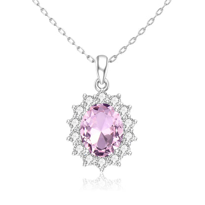 Damen-Halskette aus Sterlingsilber 925 mit ovalem Aquamarin-Anhänger, 5 Karat, Luxuriöses Valentinstagsgeschenk
