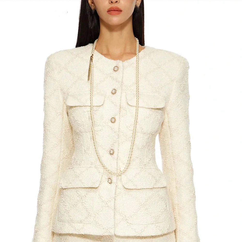 Damen-Blazer mit Rüschen und Patchwork-Design, langärmelig und mit Reverskragen – ideal für den Alltag