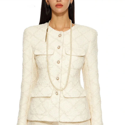 Damen-Blazer mit Rüschen und Patchwork-Design, langärmelig und mit Reverskragen – ideal für den Alltag