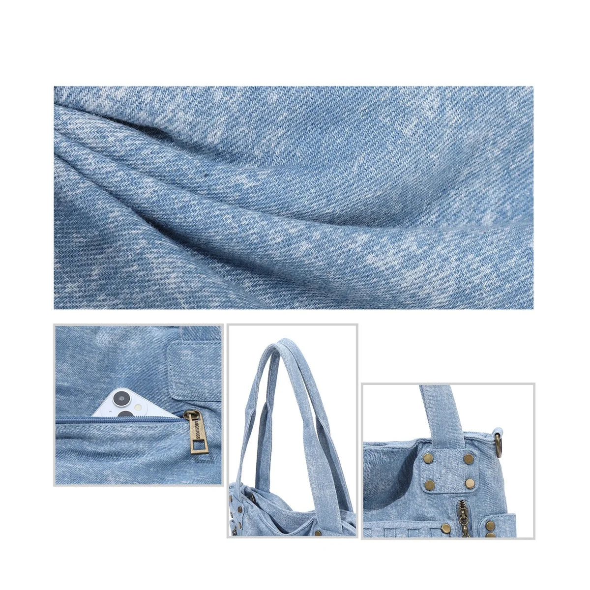 Damen-Schultertasche Denim Großes Fassungsvermögen Ideal für Alltag und Reisen unterwegs