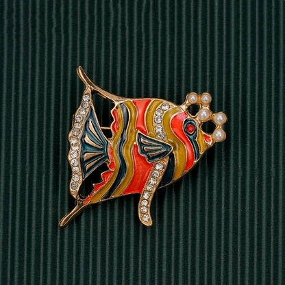 Brosche Fisch Schmetterling Insekt Emaille Kristall Vintage Retro Kleidung Damen