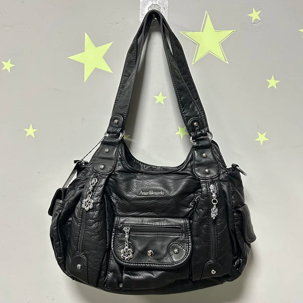 Damen-Schultertasche mit Top-Griff aus weichem PU und Mehrfachfächern mit Reißverschluss und Innenfutter aus Polyester