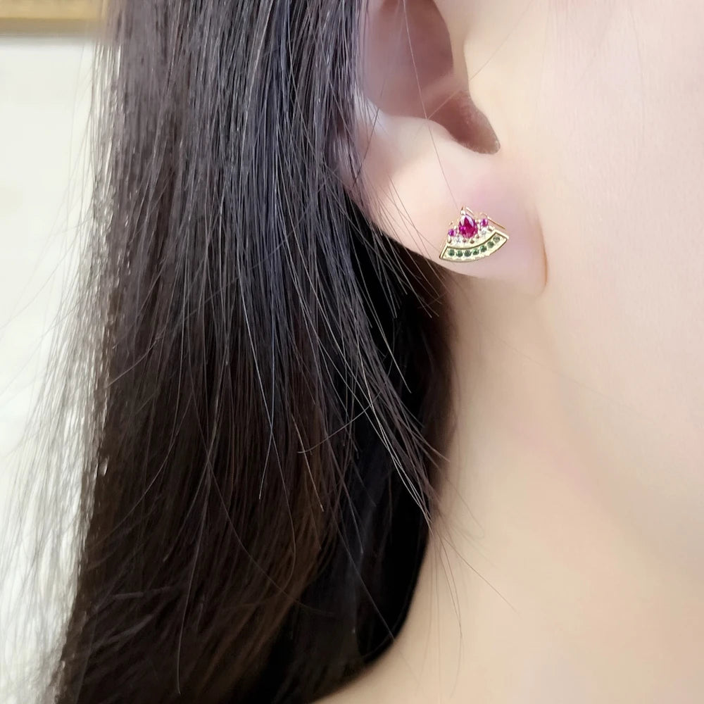 Damen-Ohrstecker Wassermelone Gold Bohemia aus Sterlingsilber
