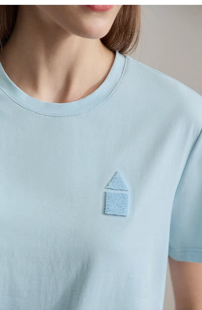 Damen T-Shirt aus Eisprozellan mit Rundhalsausschnitt und antibakteriellen Eigenschaften