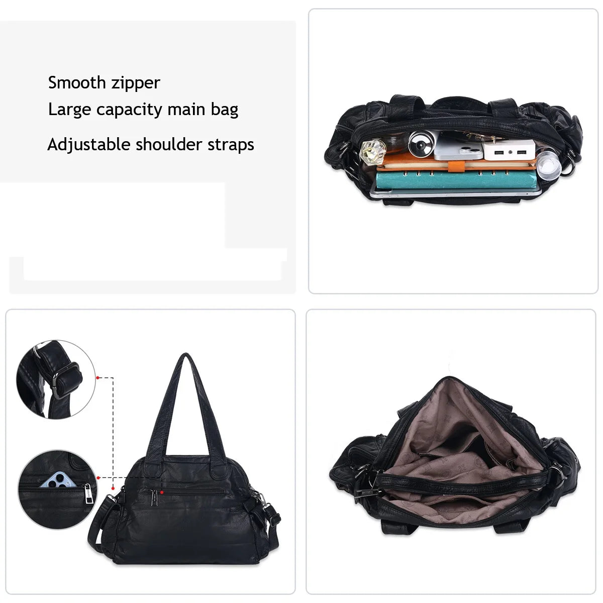 Damen-Satchel-Tasche Leopardenmuster, Top-Handle Innenfach mit Reißverschluss und viel Stauraum