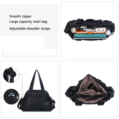 Damen-Satchel-Tasche Leopardenmuster, Top-Handle Innenfach mit Reißverschluss und viel Stauraum