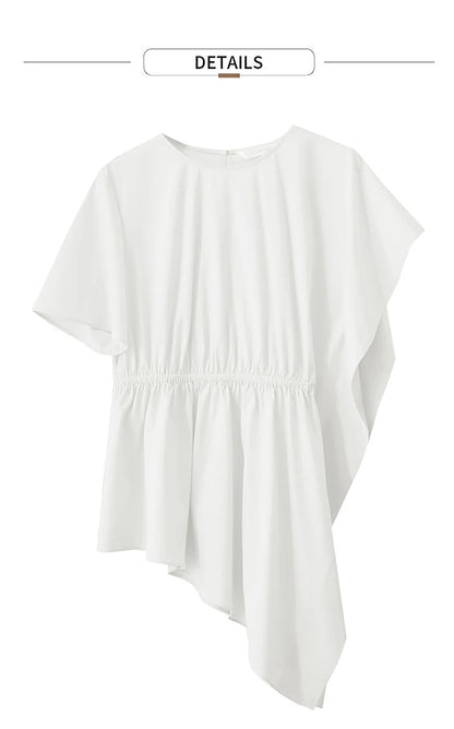 Damen T-Shirt mit rundem Hals und asymmetrischem Design für den Sommer