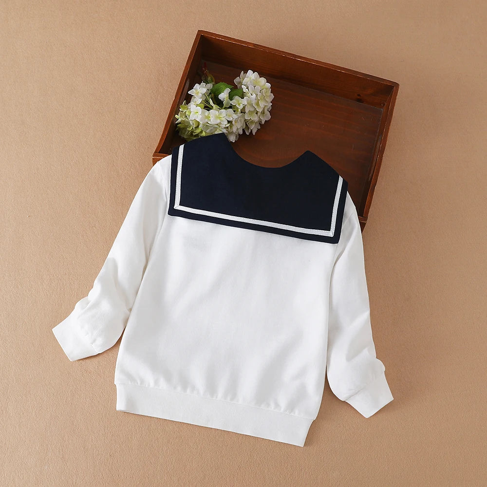 Kleinkind Mädchen College-Stil 2024 neue Baumwolle Color Block Hoodie mit Revers Kragen für Frühling und Herbst Kinder kleidung