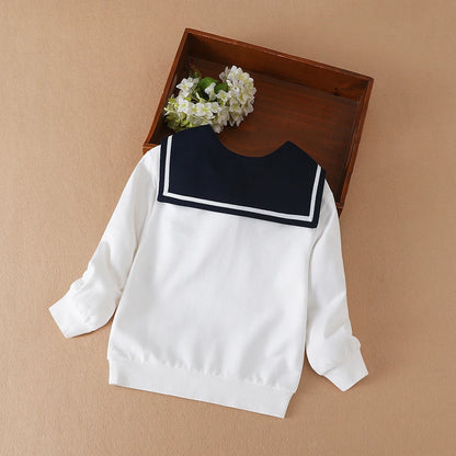 Kleinkind Mädchen College-Stil 2024 neue Baumwolle Color Block Hoodie mit Revers Kragen für Frühling und Herbst Kinder kleidung
