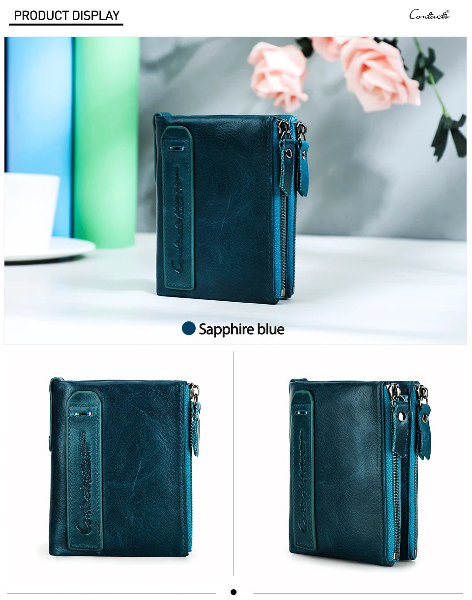 Damen Echtleder Geldbörse Bifold Kreditkartenetui Münzfach Business Geldclip
