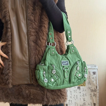 Damen-Tote-Tasche mit oberem Griff und Mehrfachfächern für Handy und Karten mit weicher Oberflächenstruktur
