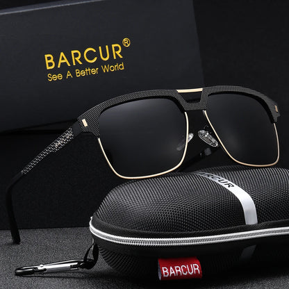 Sonnenbrille quadratisch großer Rahmen Edelstahl polarisiert Unisex