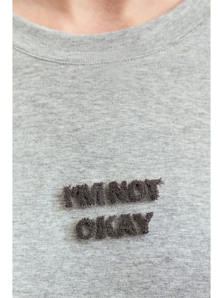 Damen T-Shirt mit minimalistischem Design und gesticktem Brief für den Herbst