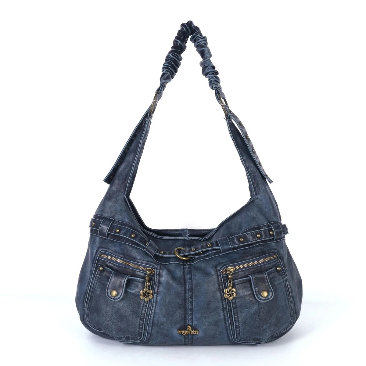 Damen-Handtasche mit Griff aus weichem Polyurethan im Vintage-Design und Mehrfachfächern für Alltag und Abend