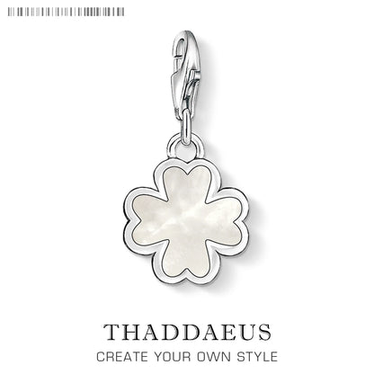 Damen-Charm-Anhänger Kleeblatt Muschel Glück Party aus Sterlingsilber