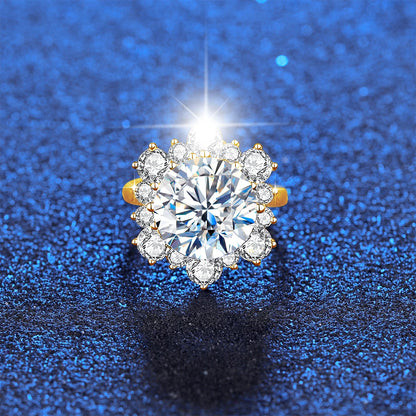 Damen-Ring Moissanit 8ct Rundschliff 13mm Zertifiziert für Verlobung oder Hochzeit