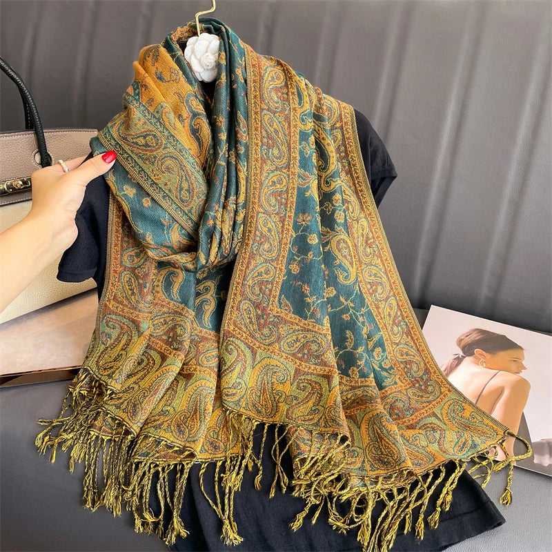 Damen Winterschal Kaschmir Pashmina Luxus Druck warm Stolen Foulard Baumwolle