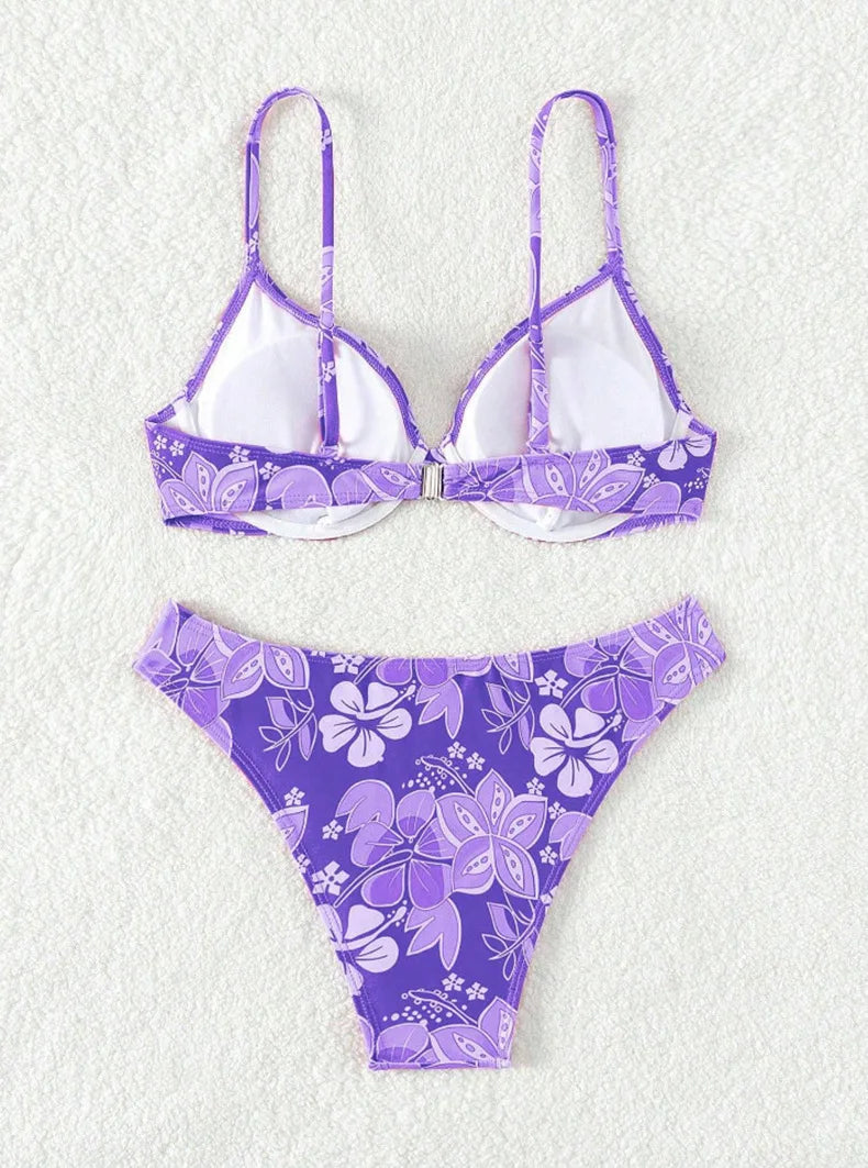 Gestreiftes sexy Bikini-Set mit Push-up-Effekt – ideal für Strand und Pool