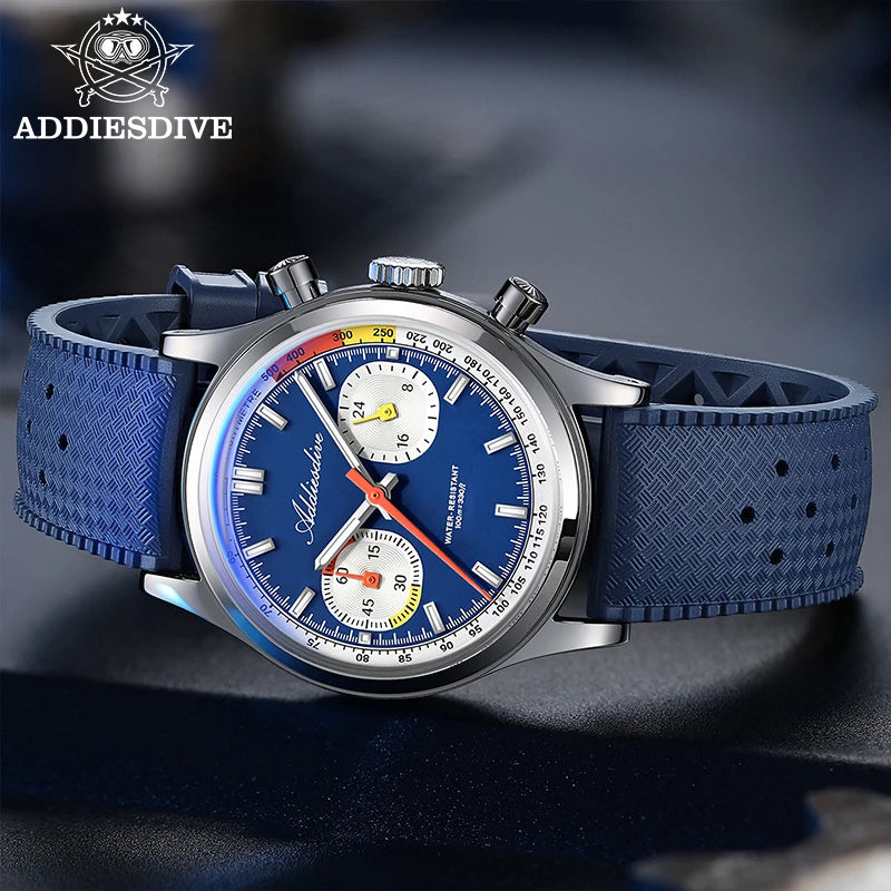 Herren-Chronograph mit VK64-Quarzwerk und Fluorkautschuk-Armband