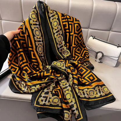 Damen Seidenschal groß Sommer Strand Hijab Turban Foulard Bandana Sonnenschutz