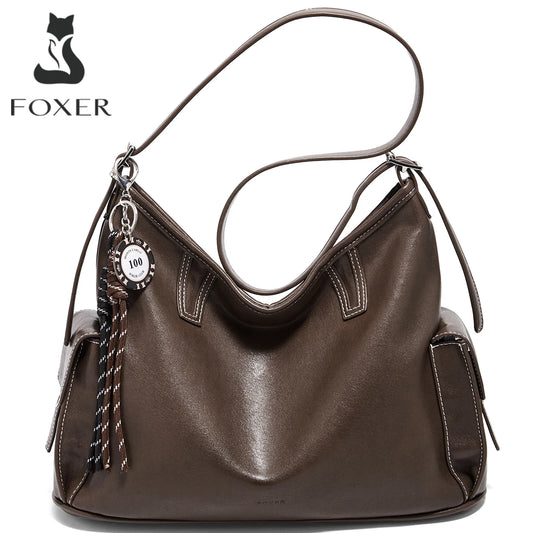 Damen Schultertasche aus weichem PU-Leder im Retro-Stil mit großer Kapazität