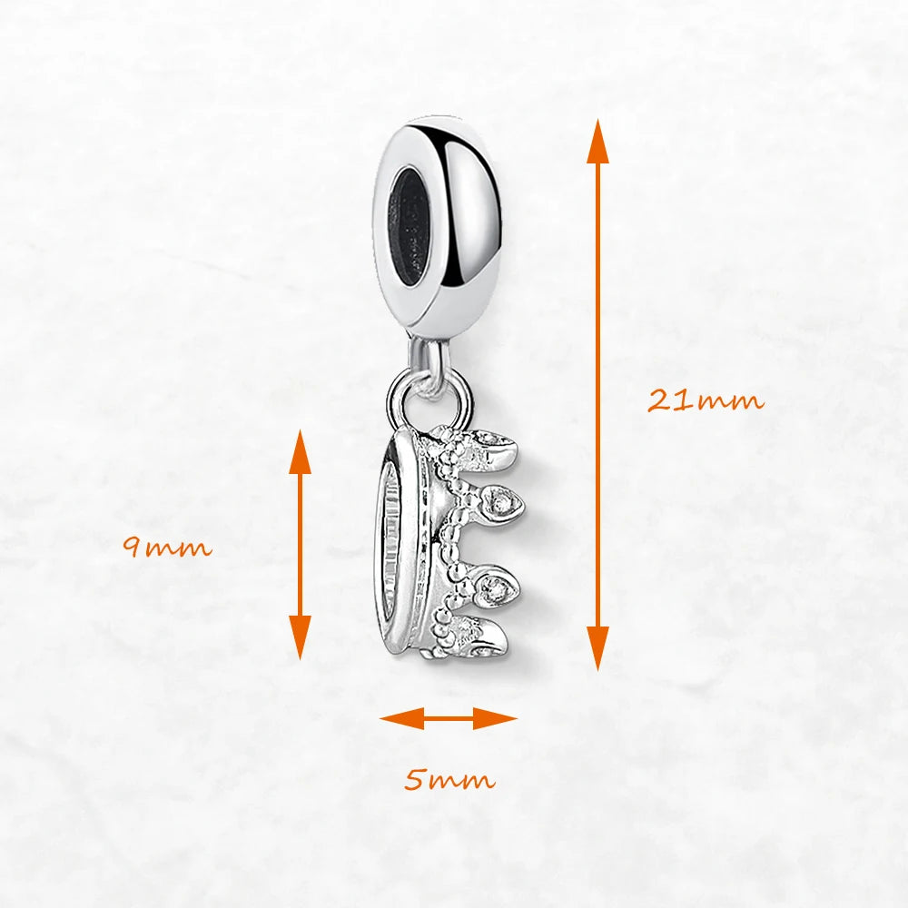Krone-Glücksbringer-Anhänger, Maße 21 mm Höhe, silbernes Kronendesign