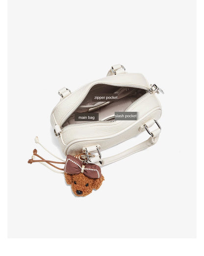 Damen Handtasche Aus Soft Leateh Im Boston Stil Mit Crossbody Anhänger