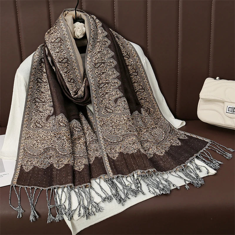 Damen Winterschal Kaschmir Plaid warm Pashmina Bandana Quaste Qualität