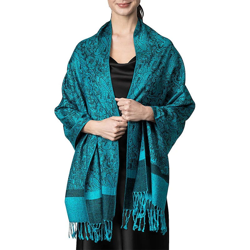 Damen Jacquard Schal ethnisch Kaschmir dick weich Halstuch Bandana Outdoor
