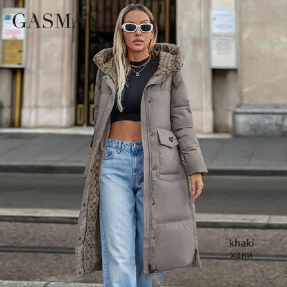 Lange Damen-Winterjacke mit Reißverschlusstaschen und Gürtel – eleganter, warmer Parka für kalte Tage