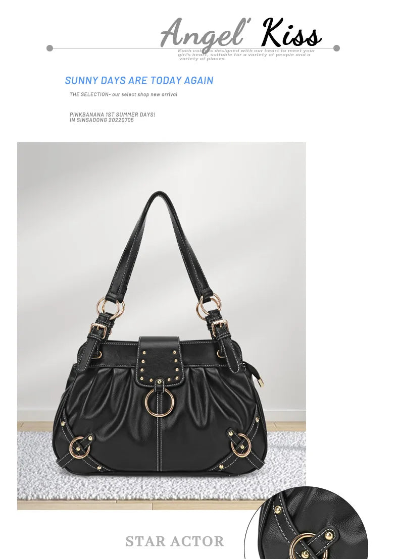 Damen-Schultertasche aus PU mit Reißverschluss Großes Fassungsvermögen und Innenfächern für Alltag