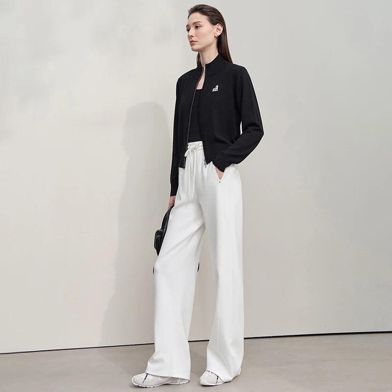Damen-Rollkragen-Strickjacke kurz Reißverschluss Wolle Herbst-Winter