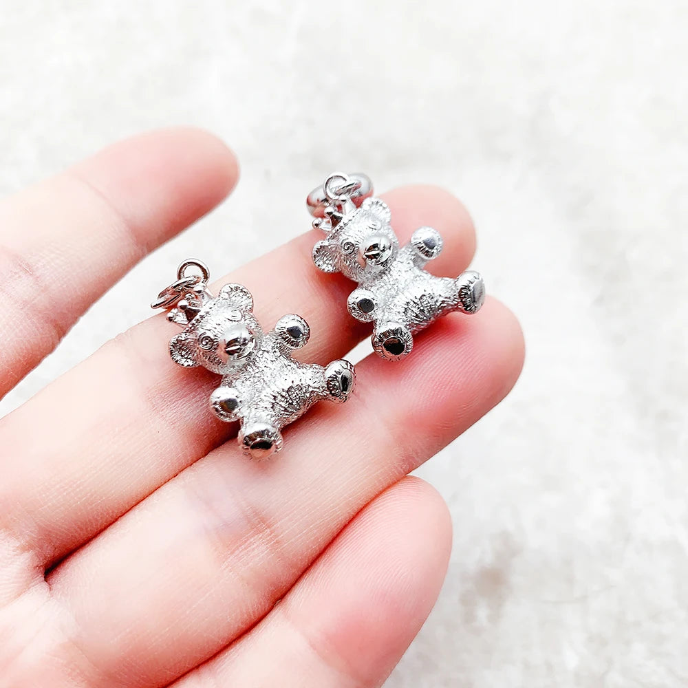Paar Teddy-Bär Anhänger aus 925 Sterling Silber mit Krone, Detailansicht