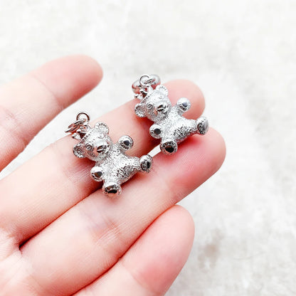 Paar Teddy-Bär Anhänger aus 925 Sterling Silber mit Krone, Detailansicht