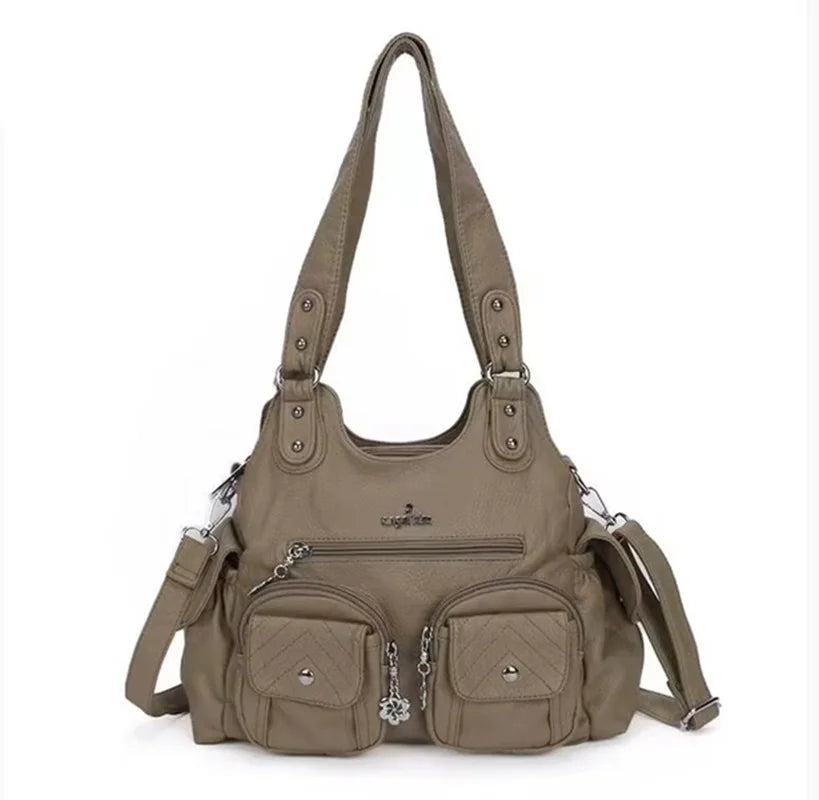 Damen-Handtasche Mit Viel Stauraum Und Mehrfachfächern Aus PU-Leder Für Alltag Und Freizeit