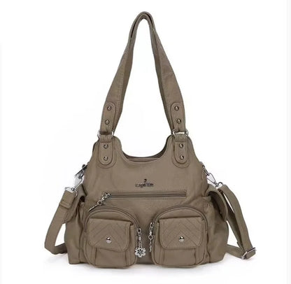 Damen-Handtasche Mit Viel Stauraum Und Mehrfachfächern Aus PU-Leder Für Alltag Und Freizeit